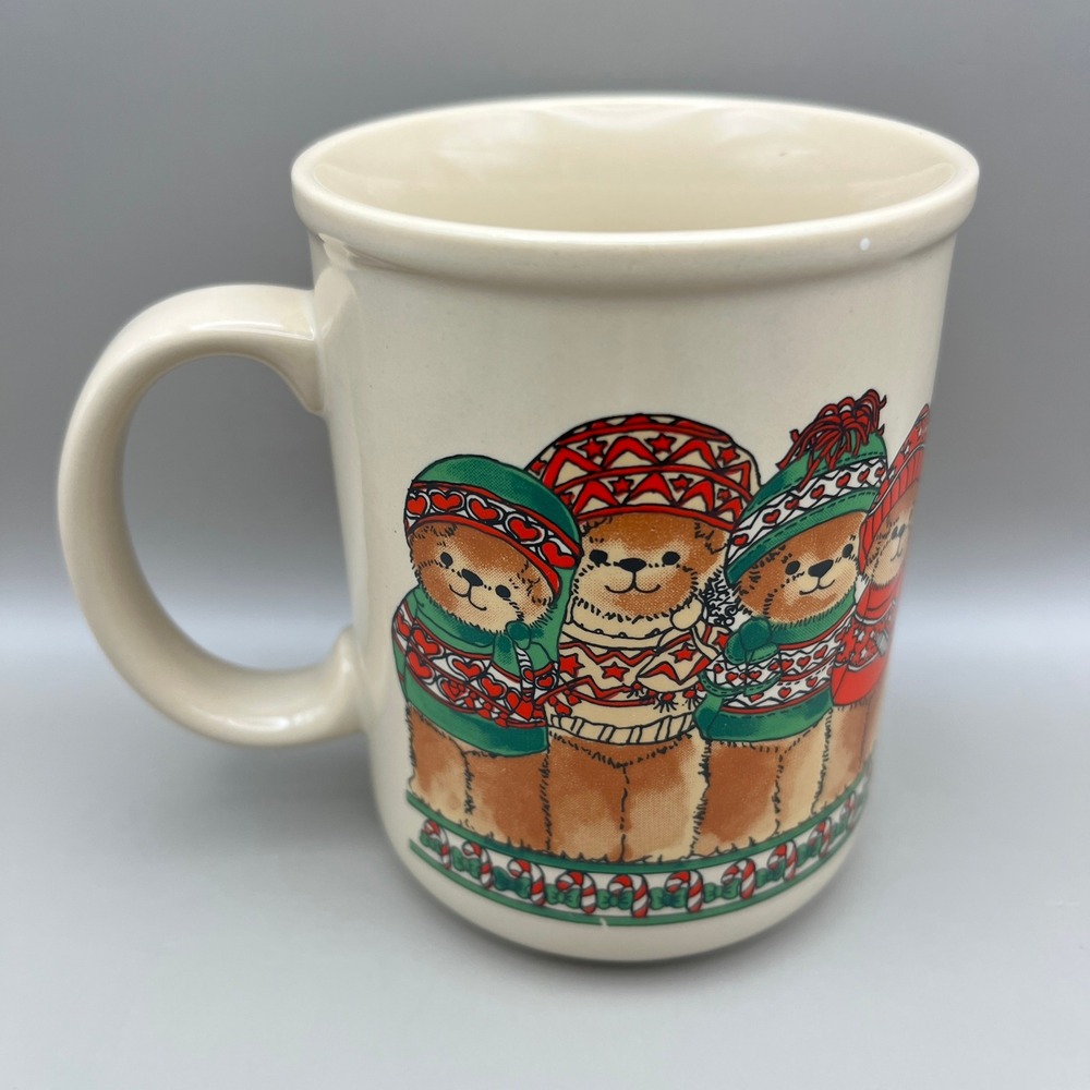 Vintage 1984 Lucy‎ and Me Enesco Teddy Bear Winter Sweater Christmas Coffee Mug
